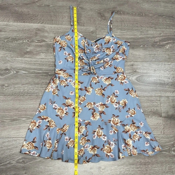 NWOT Three Pink Hearts Blue Floral Spaghetti Strap Dress XL - Picture 11 of 16